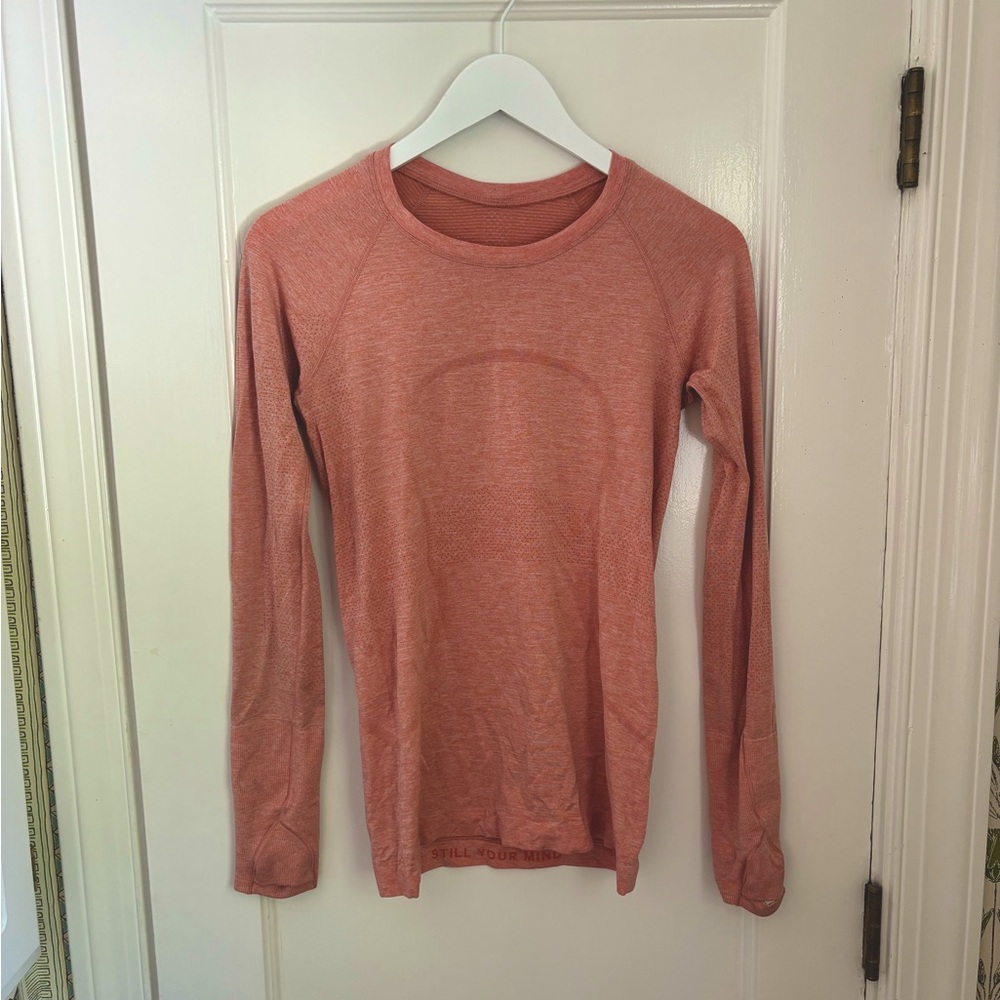 orange, long sleeve lululemon swiftly tech 2.0 top